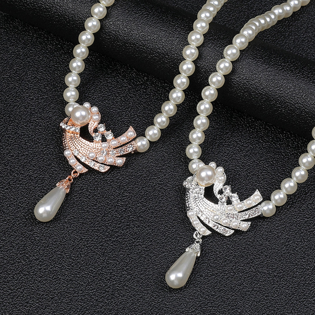 1 Set Women Earrings Pearl Necklace Jewelry Accessory Image 6