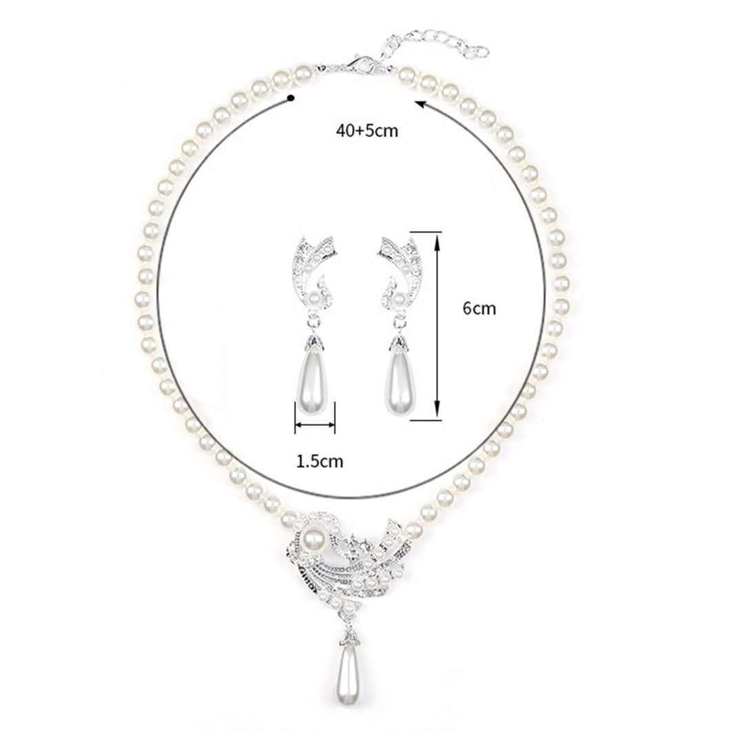 1 Set Women Earrings Pearl Necklace Jewelry Accessory Image 7
