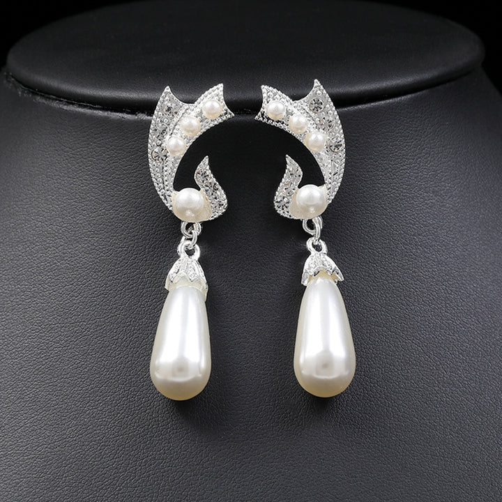 1 Set Women Earrings Pearl Necklace Jewelry Accessory Image 9