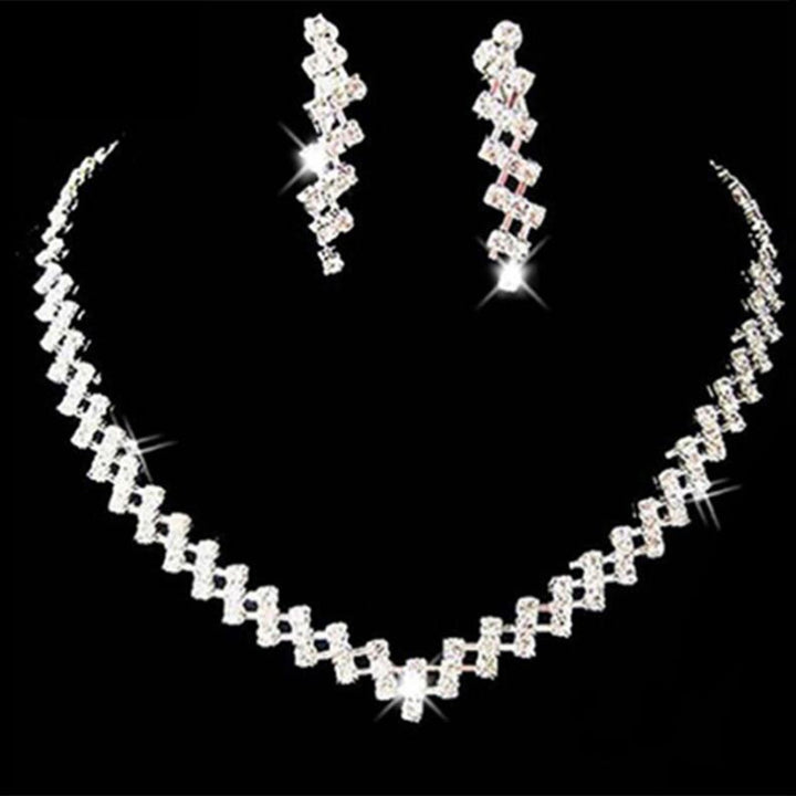 1 Set Bride Necklace Sparkling Rhinestone Elegant Luxury Hypoallergenic Women Girls Stud Earrings Wedding Jewelry Gift Image 3