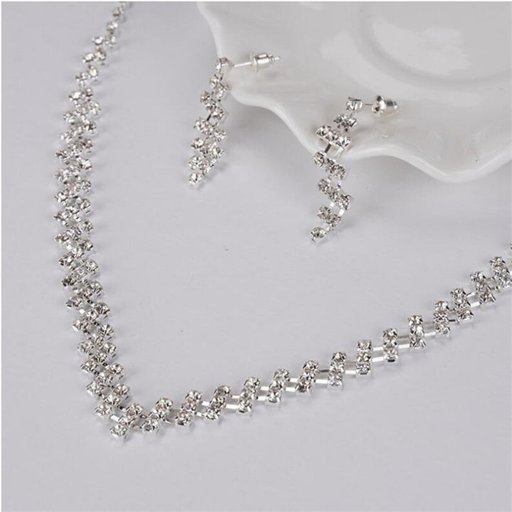1 Set Bride Necklace Sparkling Rhinestone Elegant Luxury Hypoallergenic Women Girls Stud Earrings Wedding Jewelry Gift Image 10