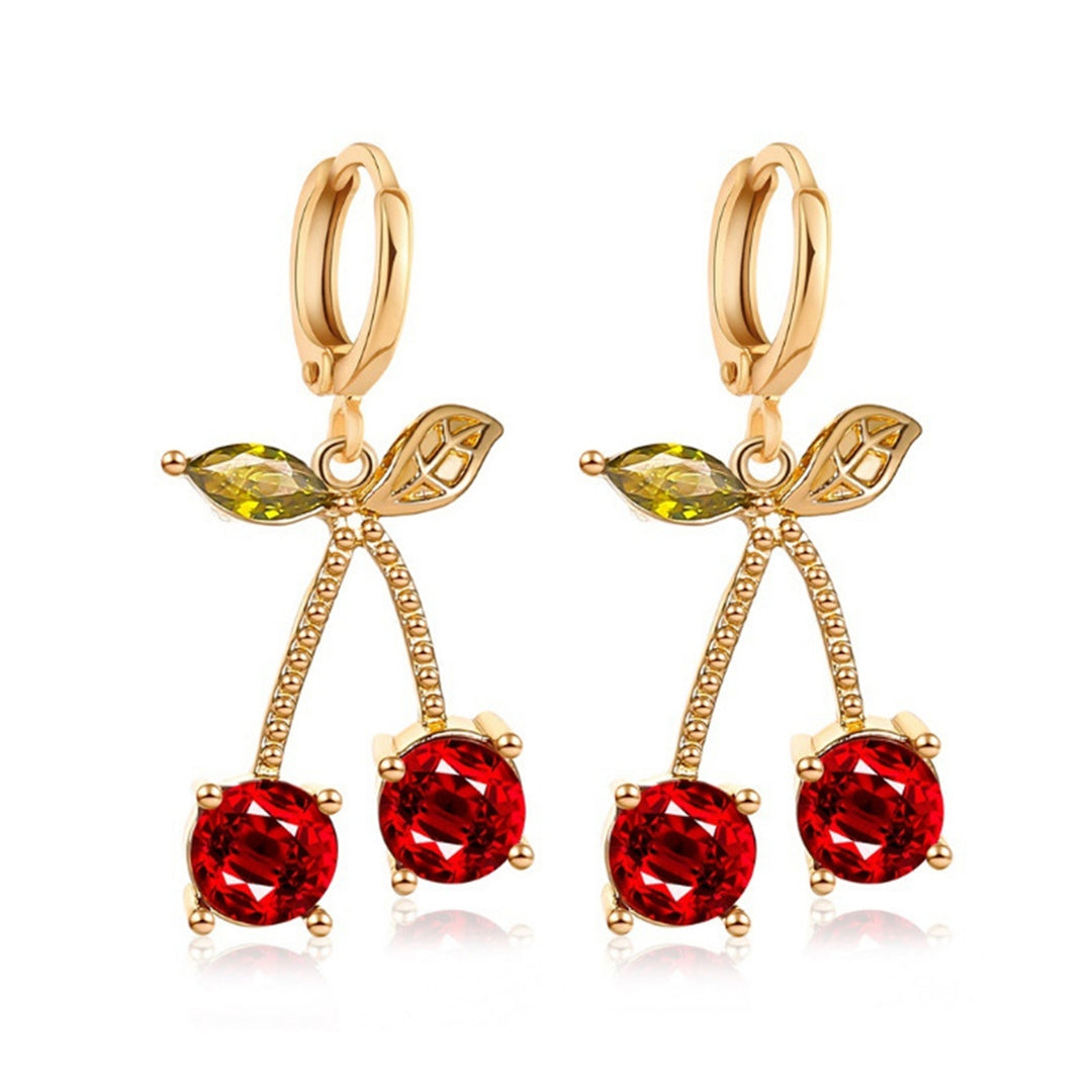 1 Set Necklace Earring Suit Cute Gemstone Cherry Womens Simple Versatile Faux Crystal Necklace Accessories Image 11