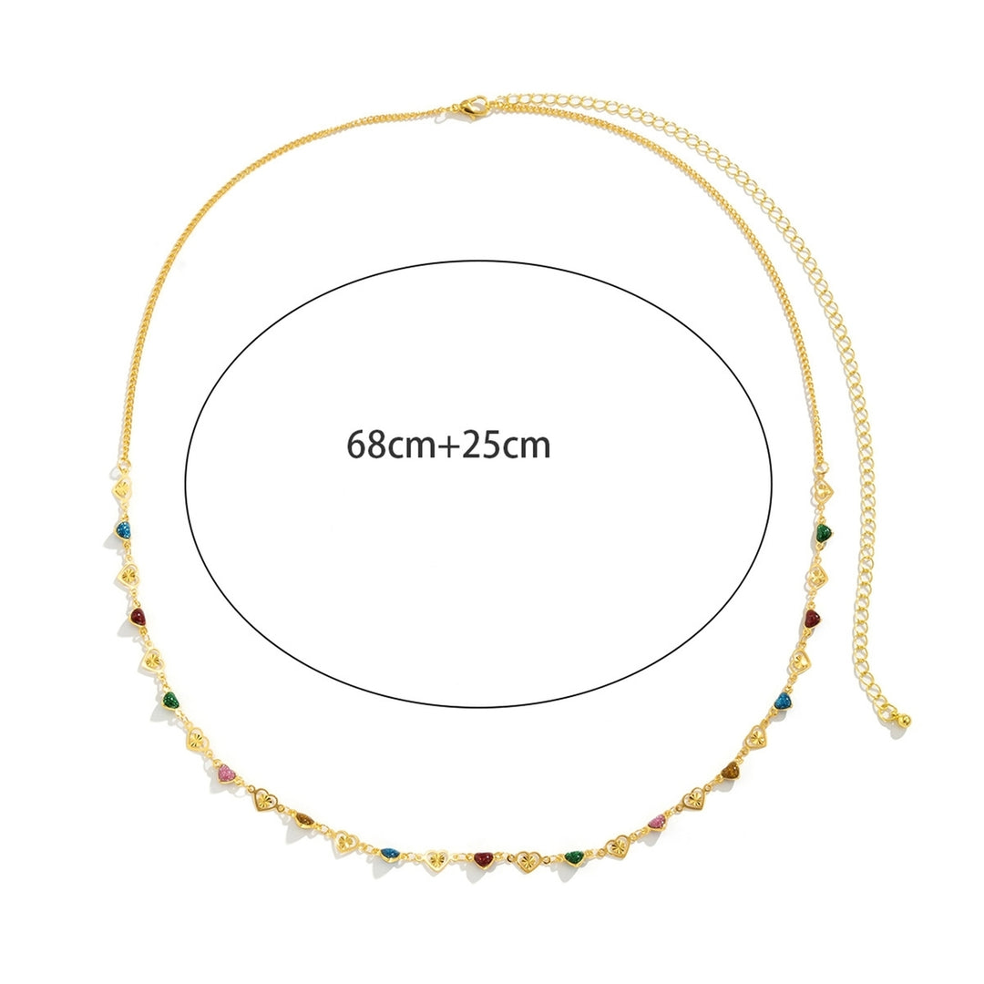 Adjustable Extension Chain Metal Body Chain Multicolor Heart Women Waist Chain for Daily Wear Image 8