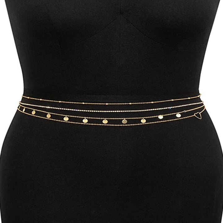 4Pcs Waist Chains Four Layers Round Pendant Jewelry Sexy Thin Chain Belly Chains for Daily Wear Image 3