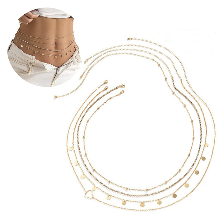 4Pcs Waist Chains Four Layers Round Pendant Jewelry Sexy Thin Chain Belly Chains for Daily Wear Image 4