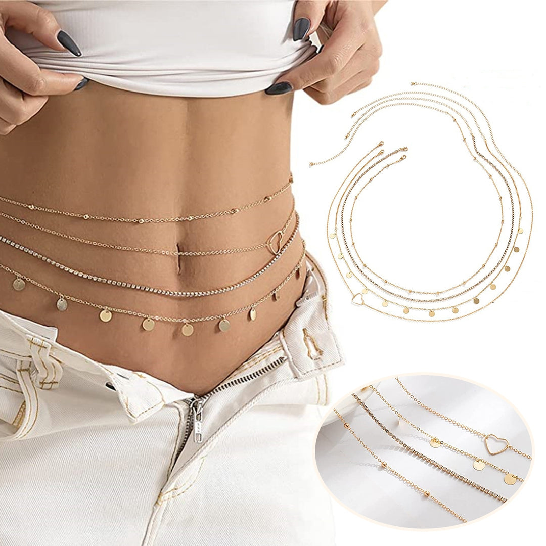 4Pcs Waist Chains Four Layers Round Pendant Jewelry Sexy Thin Chain Belly Chains for Daily Wear Image 7