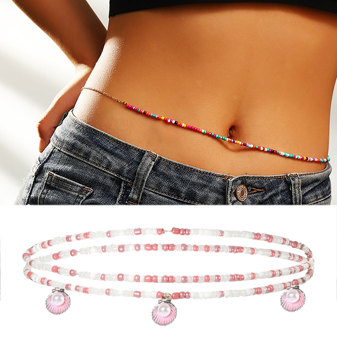 Body Chain Colored Beads Double Layer Sexy Handmade Pendant Decorate Delicate Bohemian Mixed Colors Beaded Belly Chain Image 10