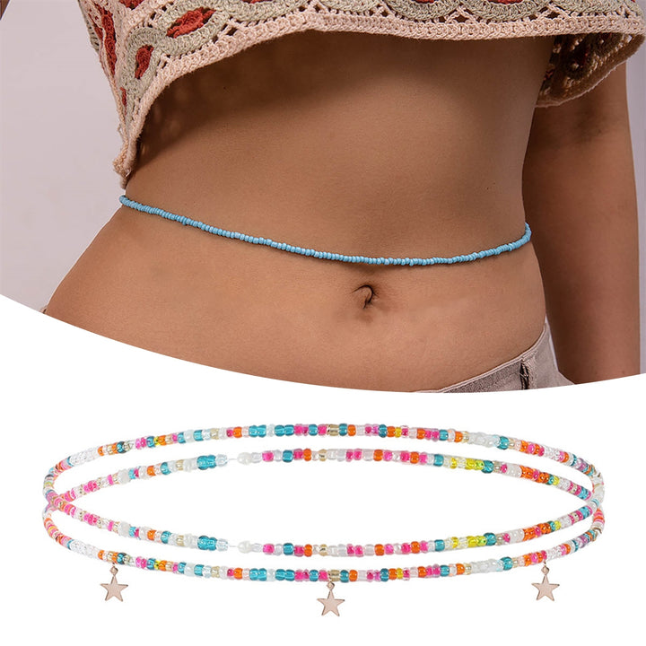 Body Chain Colored Beads Double Layer Sexy Handmade Pendant Decorate Delicate Bohemian Mixed Colors Beaded Belly Chain Image 11