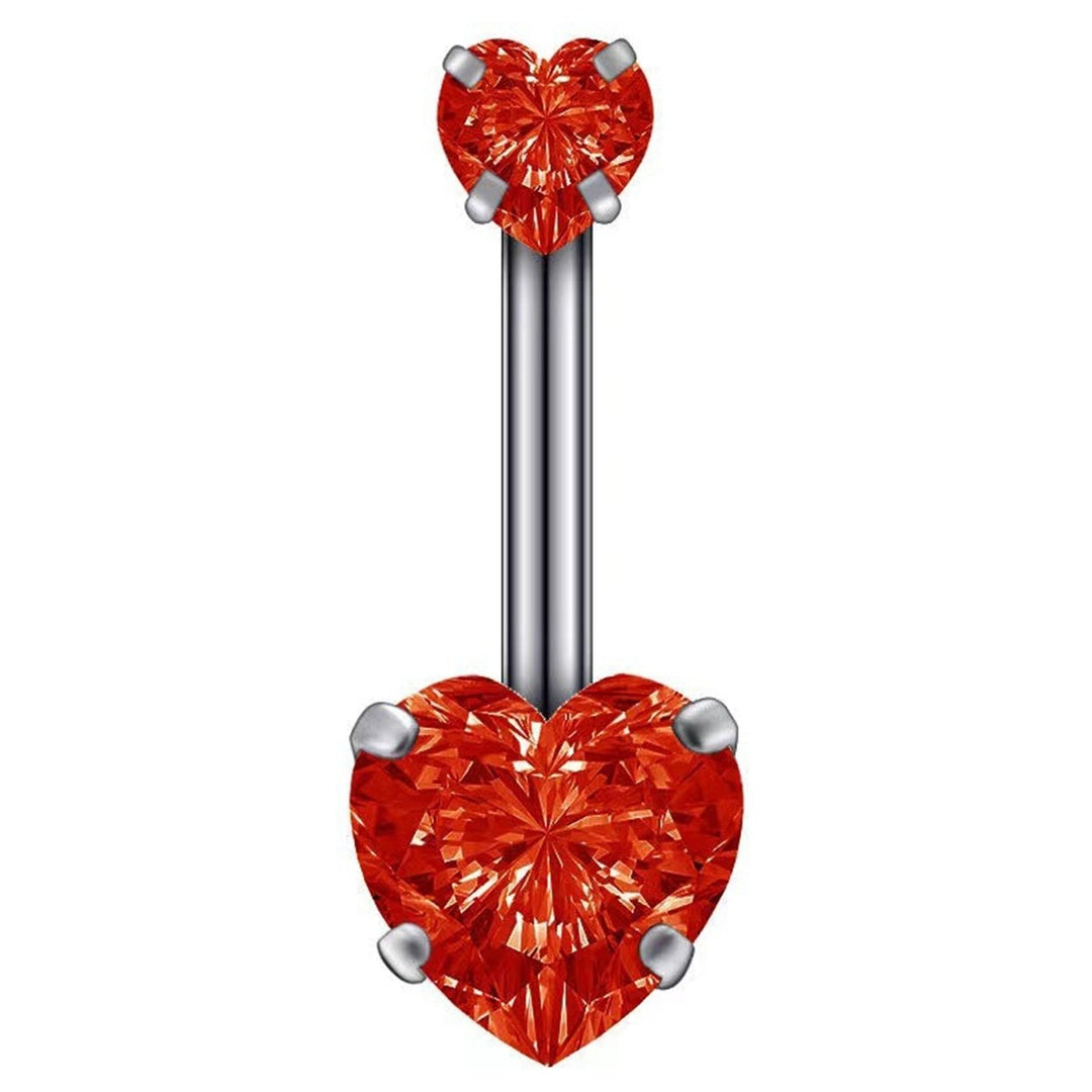 Belly Button Ring Eye-catching Corrosion Resistant Stainless Steel Heart Shaped Belly Navel Stud Piercing Jewelry for Image 4