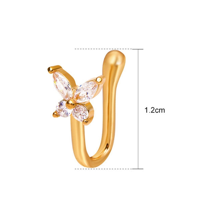 Nose Clip Non-Piercing U-shaped Sexy Retro Gift Bling Rhinestone Butterflies Fake Nose Cuff Hoop Ring Fashion Jewelry Image 6
