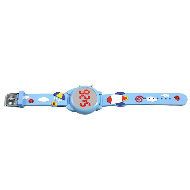 Electronic Watch LED Round Soft Band Adjustable Gift Boys Girls Unisex Cartoon Sun Moon Rainbow Strap Kids Watch Image 1