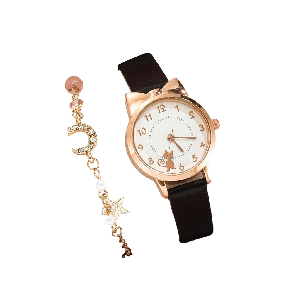 Women Watch Adjustable Round Dial Watch Set for Dating Image 2