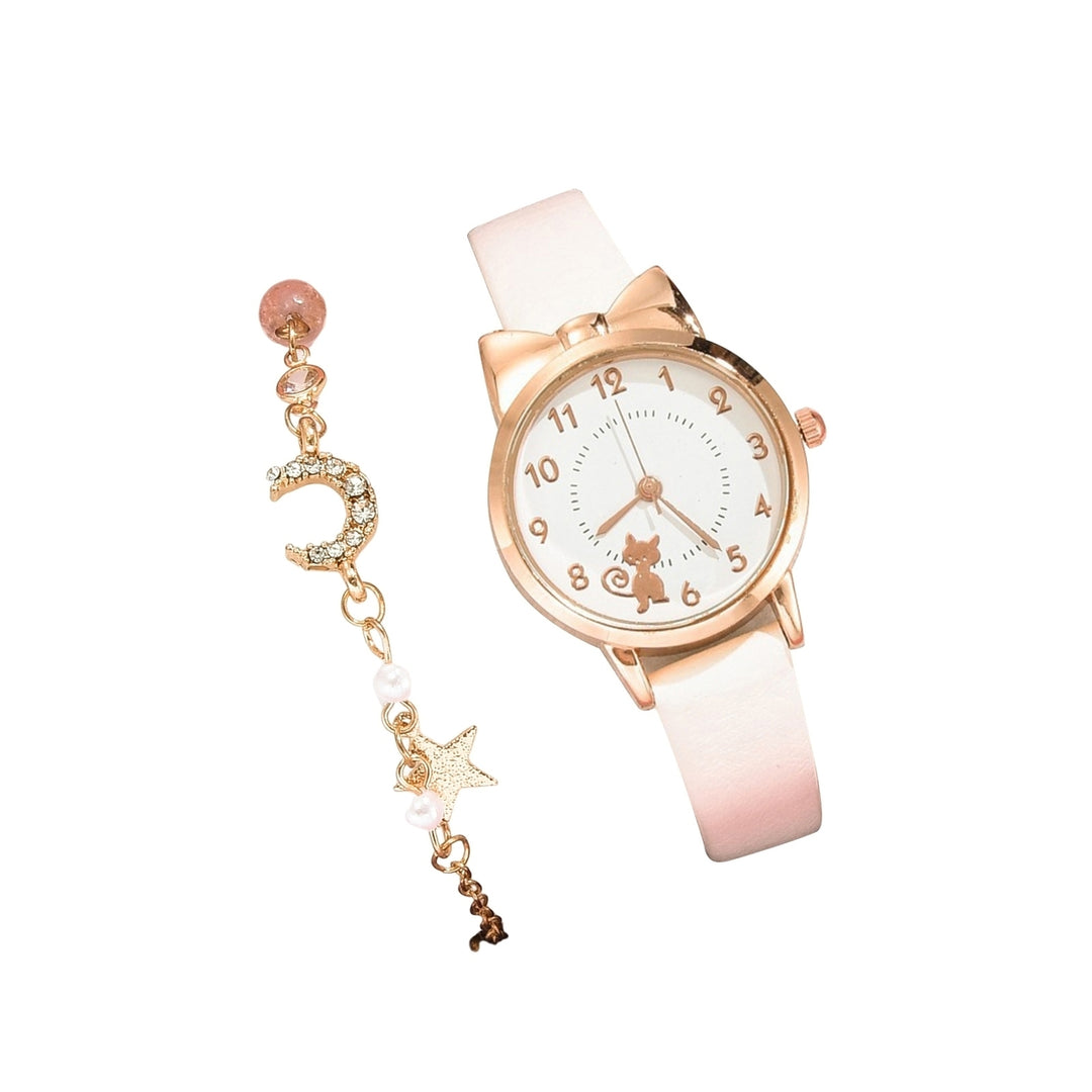 Women Watch Adjustable Round Dial Watch Set for Dating Image 3