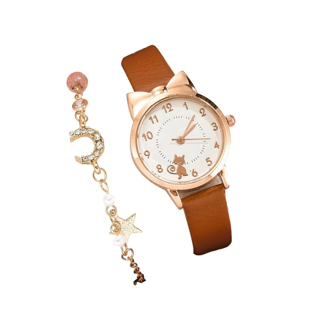 Women Watch Adjustable Round Dial Watch Set for Dating Image 4