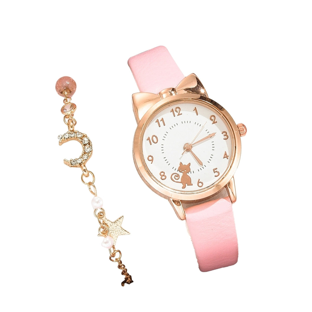 Women Watch Adjustable Round Dial Watch Set for Dating Image 6