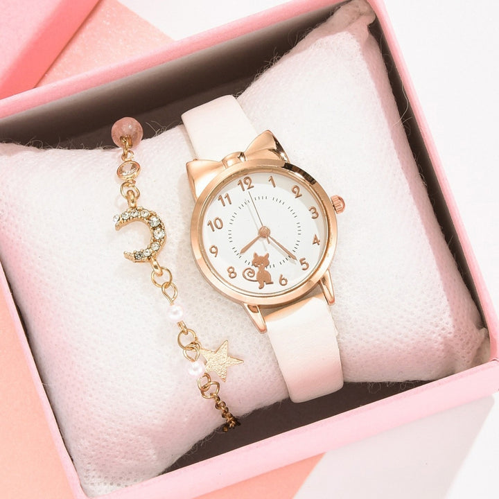 Women Watch Adjustable Round Dial Watch Set for Dating Image 9