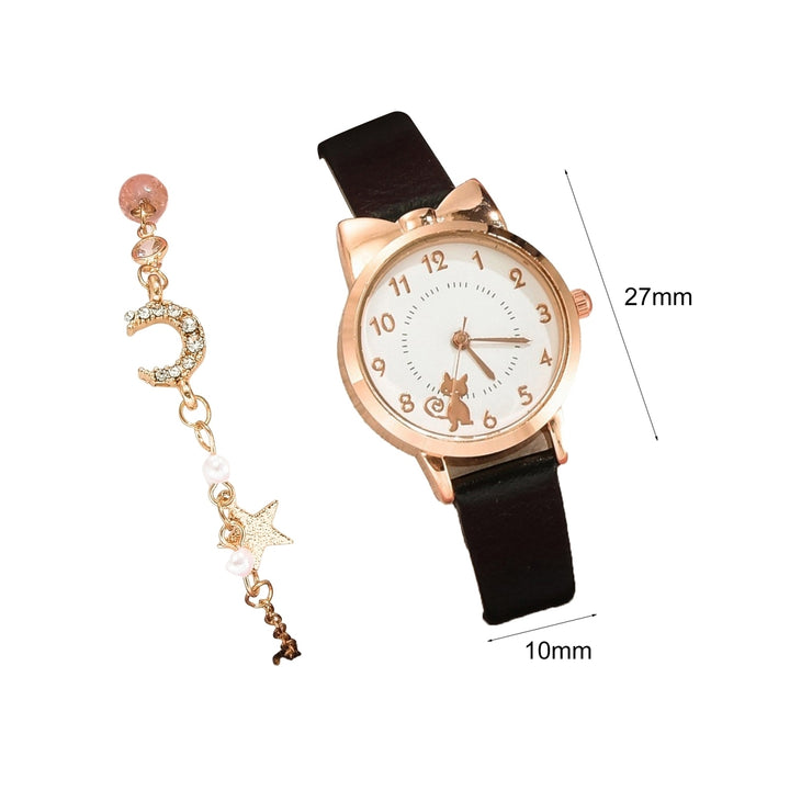 Women Watch Adjustable Round Dial Watch Set for Dating Image 11