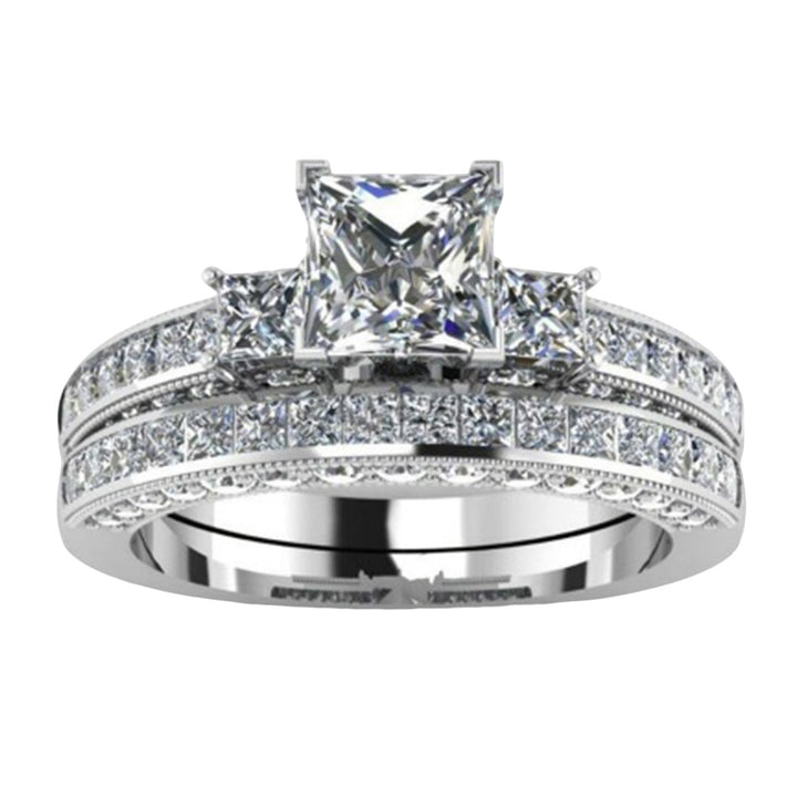 1/2Pcs Fashion Ring Trendy Beautiful Delicate Fine Workmanship Exquisite Decorate Alloy Zircon Rhinestone Couple Ring Image 3