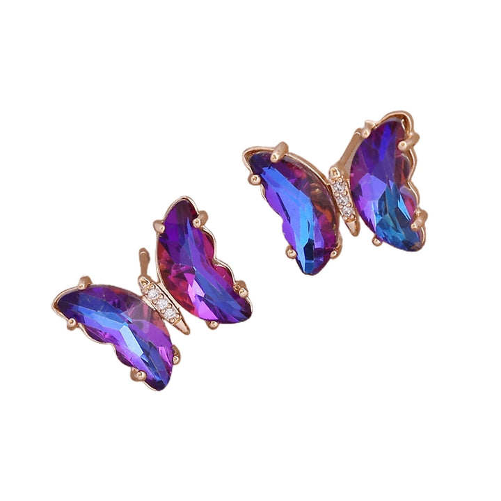 1 Pair Stud Earrings Gradient Color Butterfly Shape Jewelry Sweet Long Lasting Ear Studs for Daily Wear Image 3