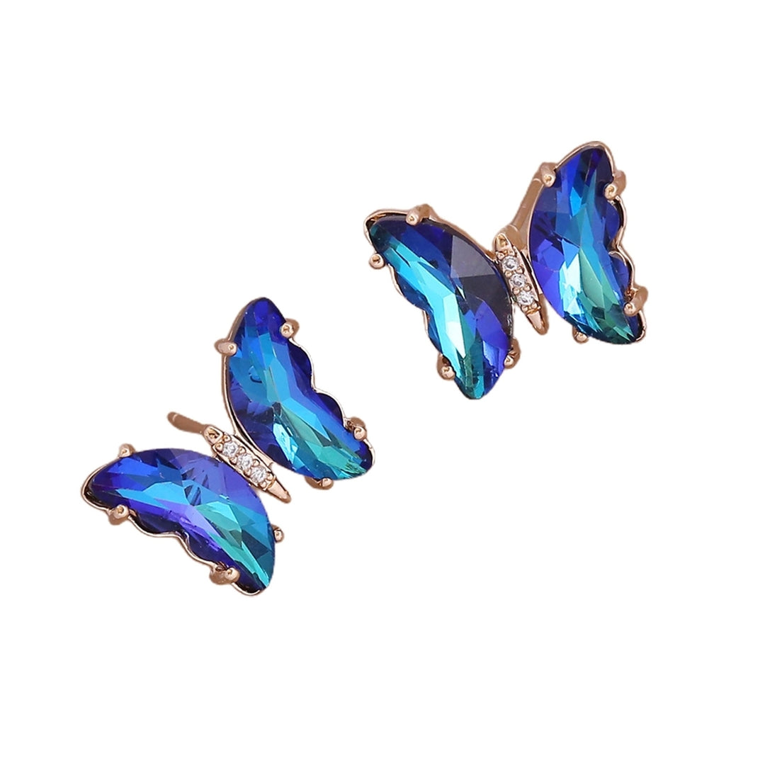 1 Pair Stud Earrings Gradient Color Butterfly Shape Jewelry Sweet Long Lasting Ear Studs for Daily Wear Image 6