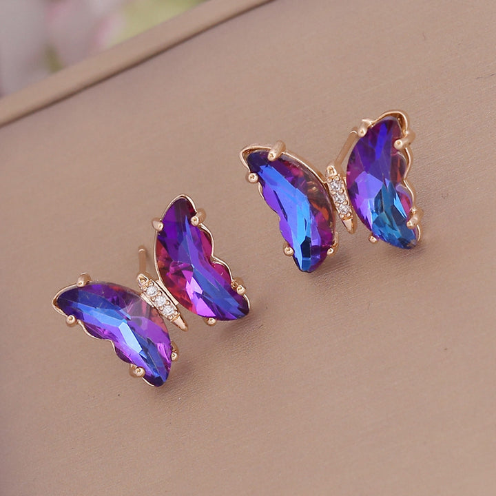 1 Pair Stud Earrings Gradient Color Butterfly Shape Jewelry Sweet Long Lasting Ear Studs for Daily Wear Image 10