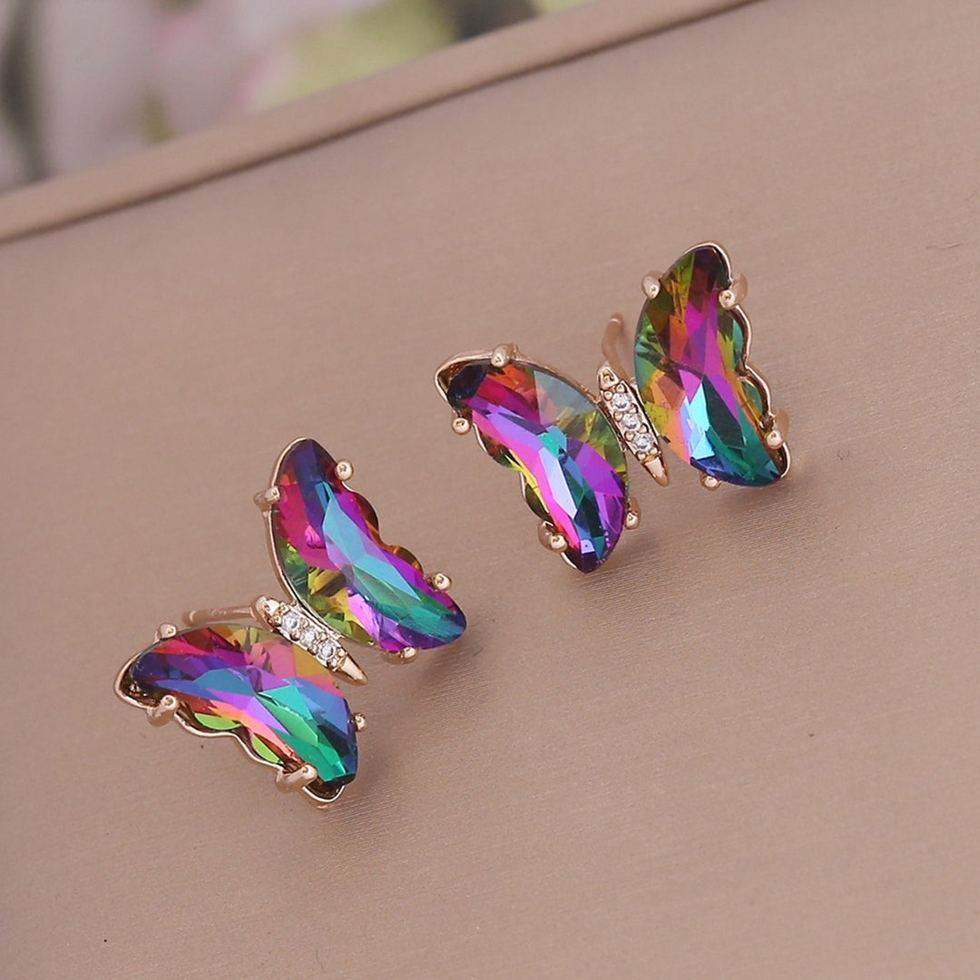 1 Pair Stud Earrings Gradient Color Butterfly Shape Jewelry Sweet Long Lasting Ear Studs for Daily Wear Image 12