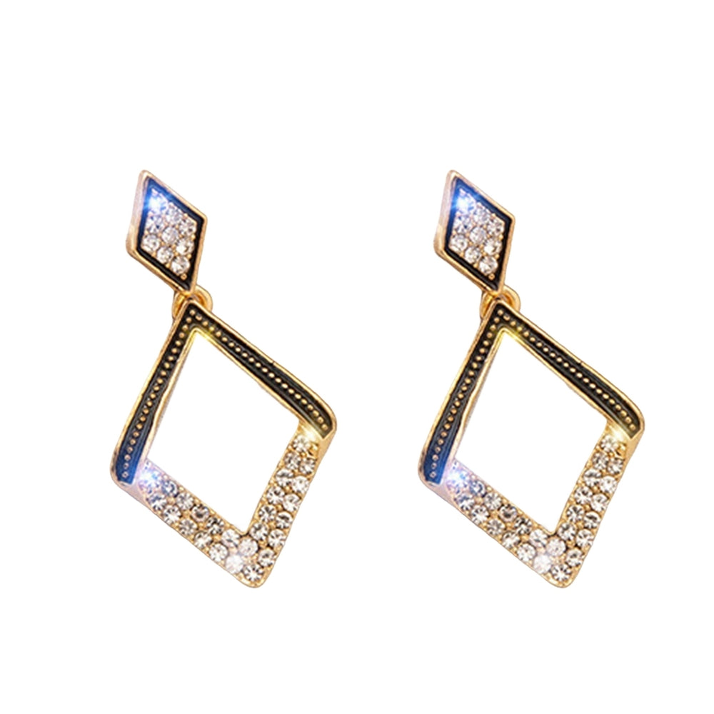 1 Pair Dangle Earrings Heart Rhinestones Jewelry Korean Style Faux Pearls Stud Earrings Birthday Gifts Image 2