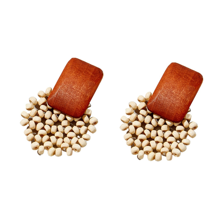 1 Pair Women Earrings Hollow Out Round Jewelry Exaggerated Beads Earrings for Vacation Image 7