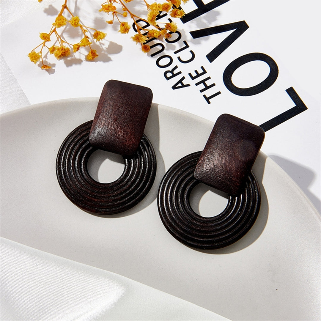1 Pair Women Earrings Hollow Out Round Jewelry Exaggerated Beads Earrings for Vacation Image 11