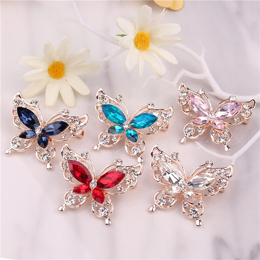 Lady Pin Rhinestone Butterfly Shape Multi Colors Stainless Dress Brooch for Prom Image 1
