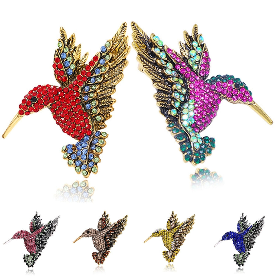 Brooch Pin Hummingbird Colored Rhinestone Accessory Exquisite Long Lasting Lapel Brooch Clothes Decor Image 1