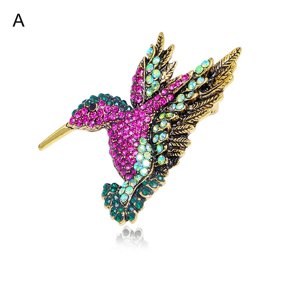 Brooch Pin Hummingbird Colored Rhinestone Accessory Exquisite Long Lasting Lapel Brooch Clothes Decor Image 2