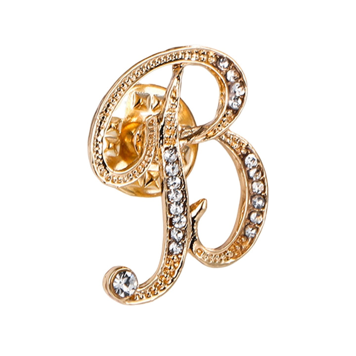 Badge Pin Shiny Rhinestones High Gloss Geometric Personality Dress Up Jewelry 26 English Letters Lapel Pin Women Jewelry Image 3