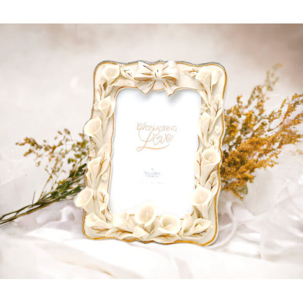 Ceramic Cala Lilies 5" X 7" Wedding Photo FrameWedding Dcor or GiftAnniversary Dcor or GiftHome Dcor, Image 1