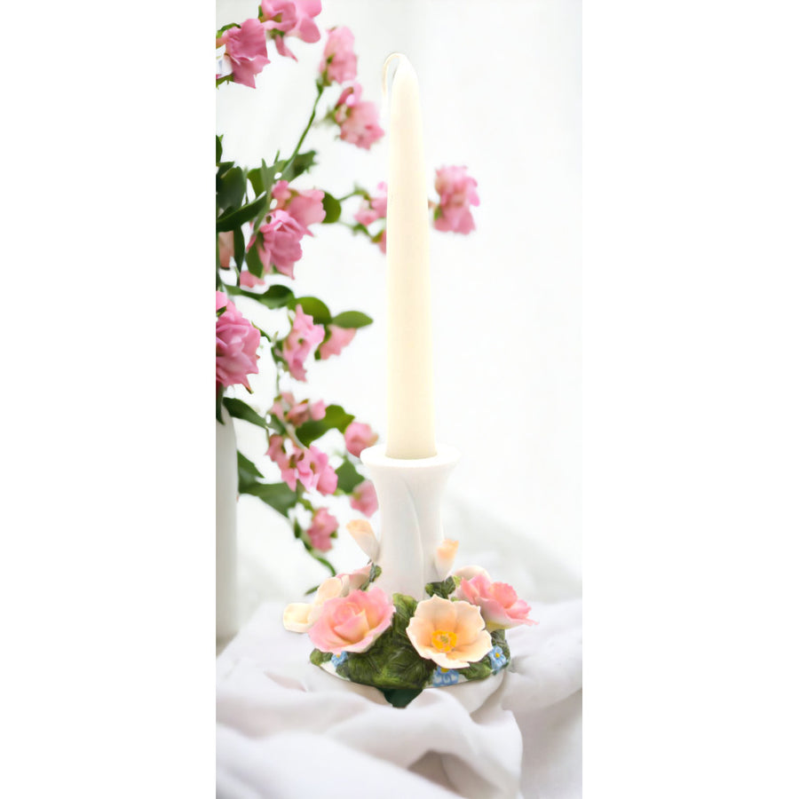 Ceramic 7/8" Tapper Candle Holder with Flower BaseHome DcorKitchen DcorWedding Dcor, Image 1
