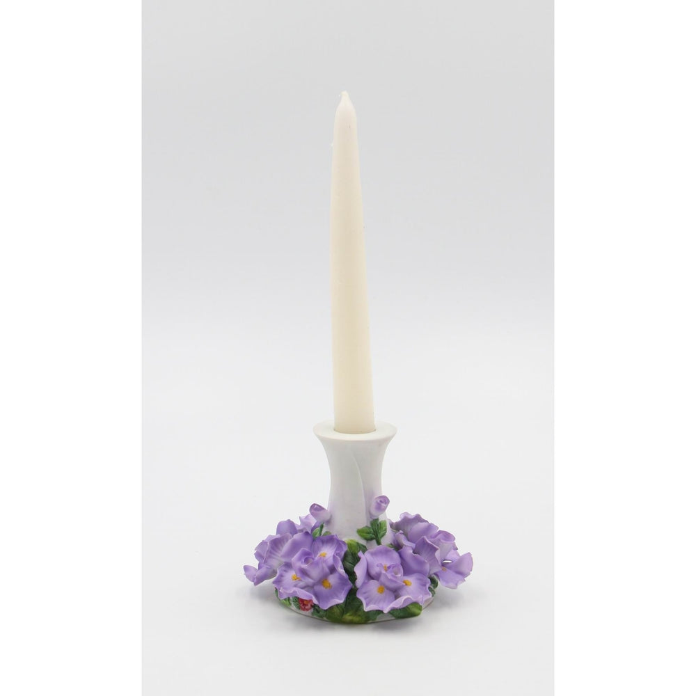 Ceramic 7/8" Tapper Candle Holder with Iris FlowersHome DcorMomKitchen DcorWedding Dcor, Image 2