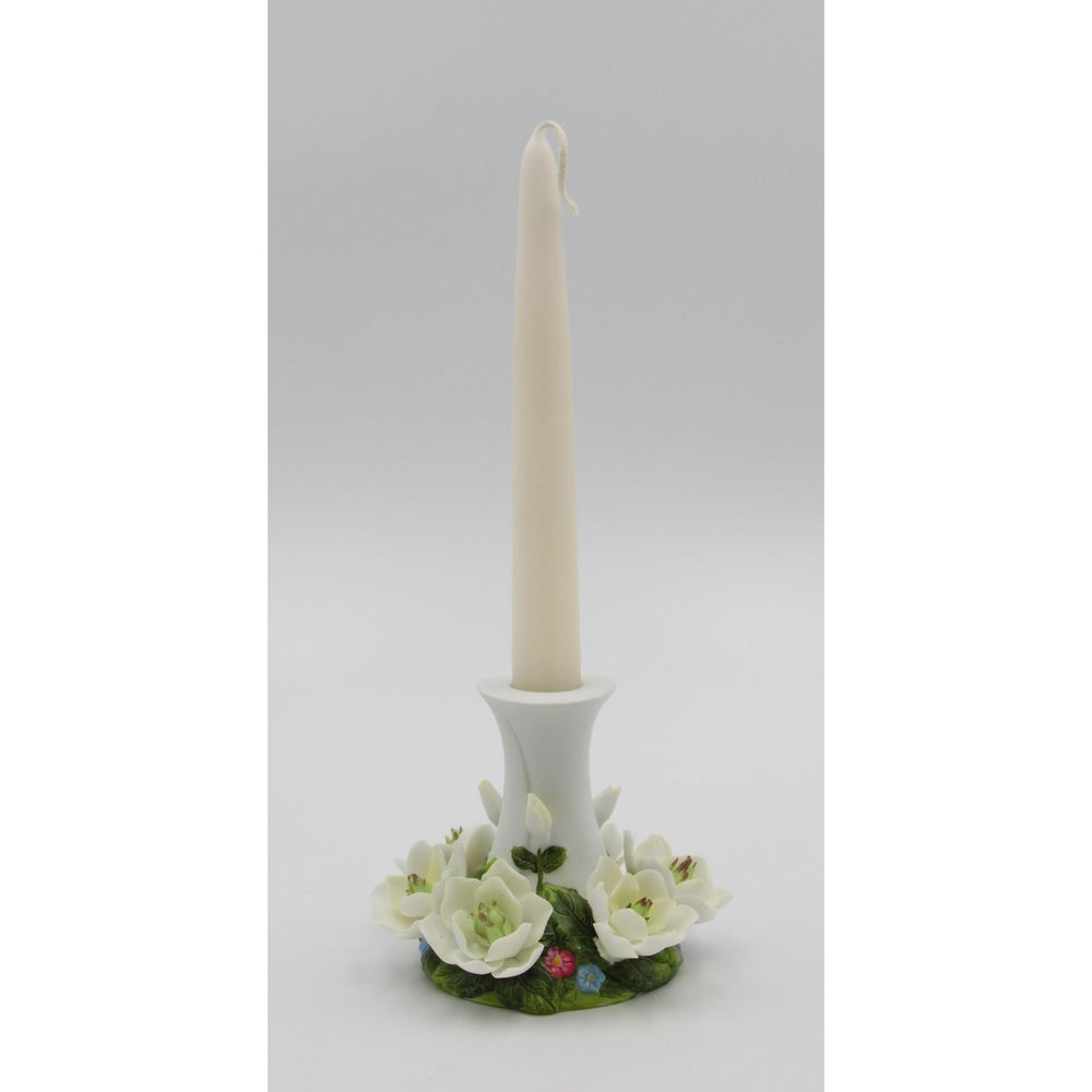 Ceramic 7/8" Tapper Candle Holder with Magnolia FlowersHome DcorMomKitchen DcorWedding Dcor, Image 2