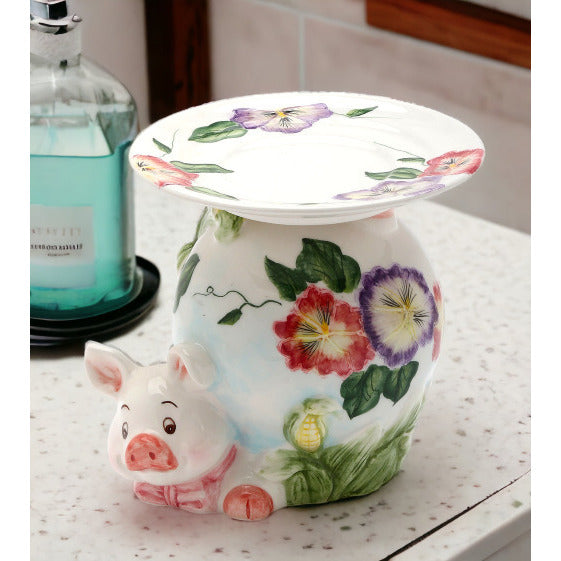 Ceramic Pansy Flower Pig Candle/Fragrance HolderHome DcorMomKitchen DcorFarmhouse Dcor, Image 2