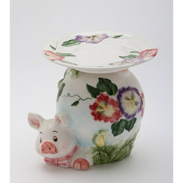 Ceramic Pansy Flower Pig Candle/Fragrance HolderHome DcorMomKitchen DcorFarmhouse Dcor, Image 3