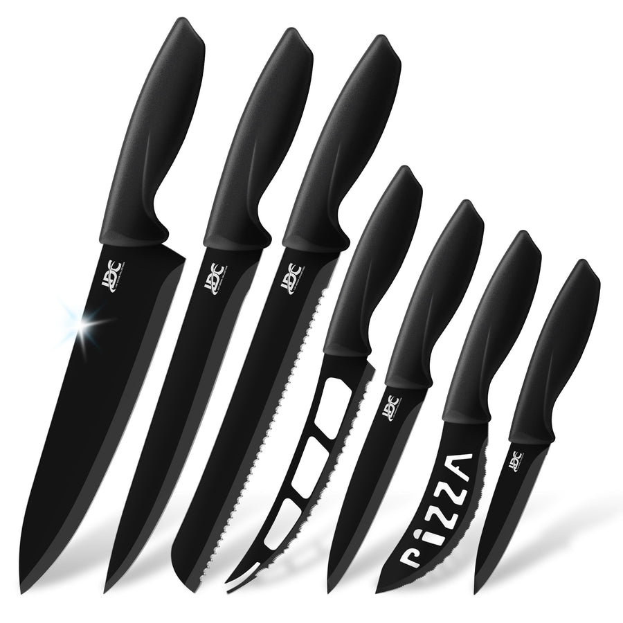 Stainless Steel Knife of 7 Piece -Multi-Use Kitchen Knives Set - Steak KnivesCheese Knife - Pizza KnifeBread Image 1