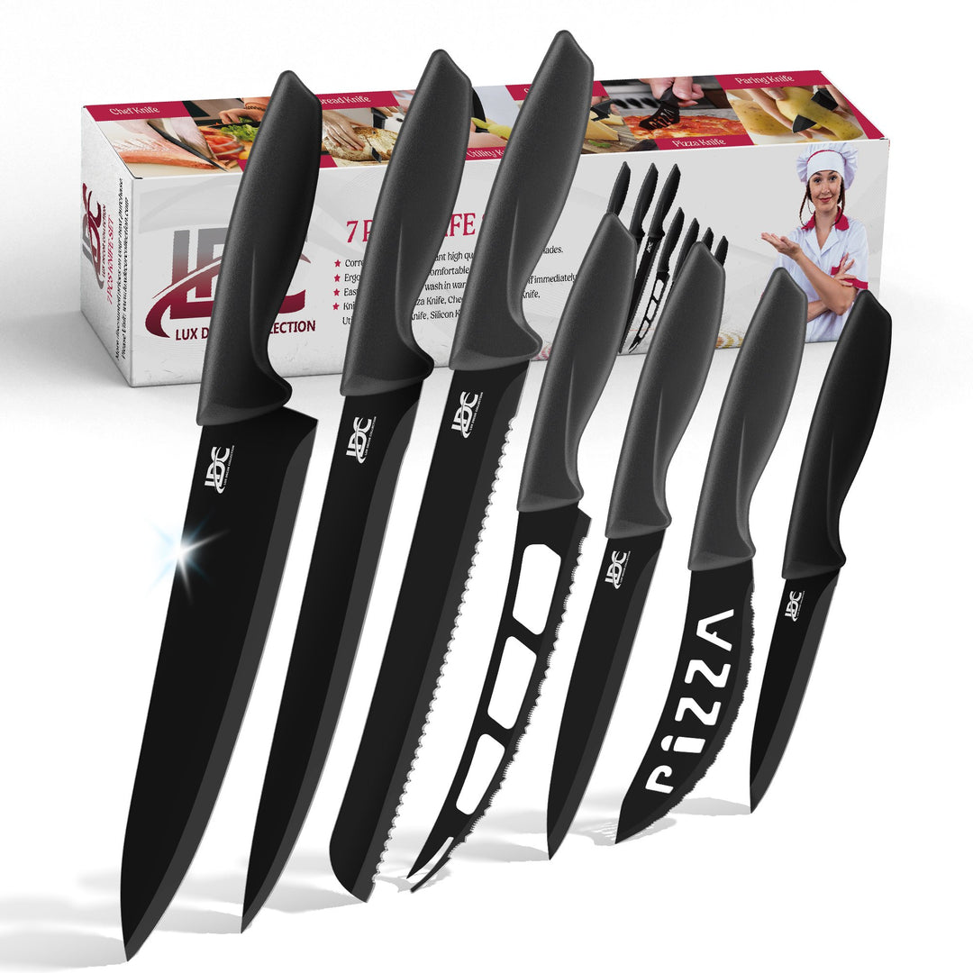 Stainless Steel Knife of 7 Piece -Multi-Use Kitchen Knives Set - Steak KnivesCheese Knife - Pizza KnifeBread Image 9