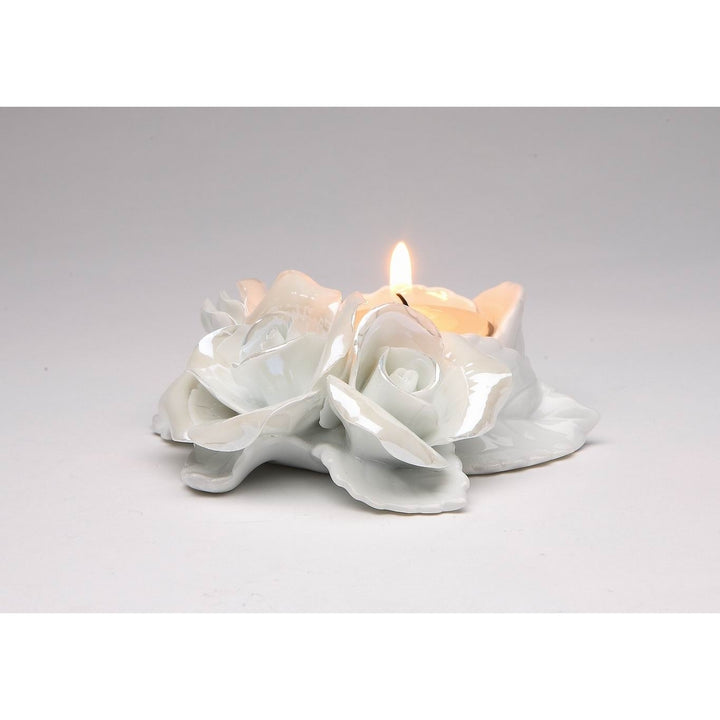 Ceramic White Rose Tealight Candle HolderWedding Dcor or GiftAnniversary Dcor or GiftHome Dcor, Image 3