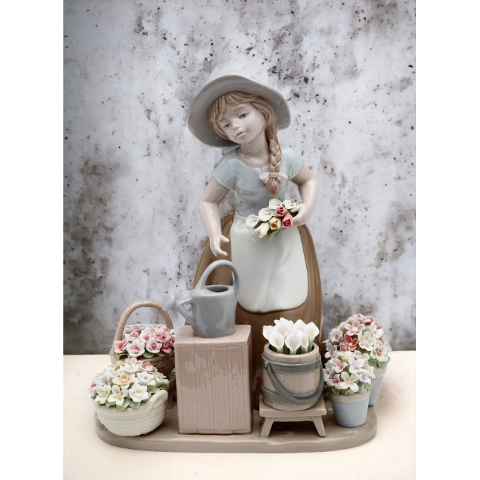 Ceramic Girl with Flower Baskets FigurineHome DcorMomFarmhouse Kitchen Dcor, Image 2