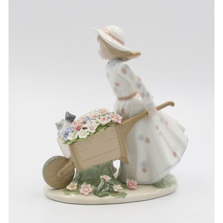 Ceramic Girl With Flower Wagon FigurineHome DcorMomFarmhouse Kitchen Dcor, Image 3