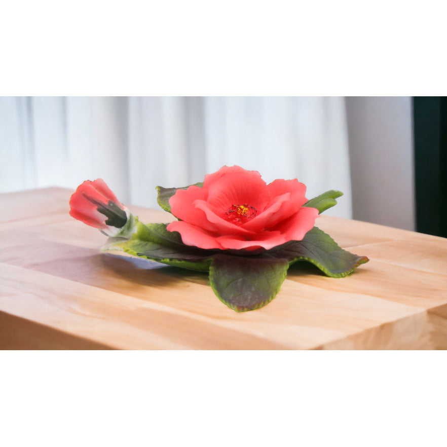 Ceramic Maroon Wild Rose Flower FigurineHome DcorMomFarmhouse Kitchen Dcor, Image 1
