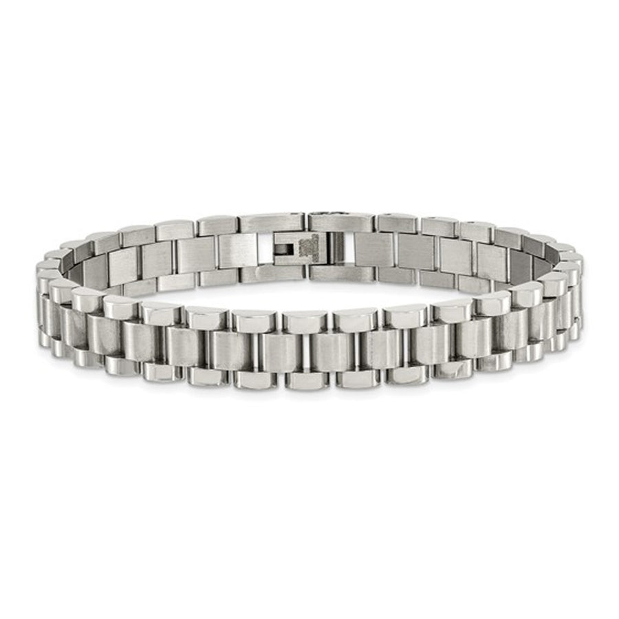 Stainless Steel Mens Brushed and Polished Bracelet -- 8.5 Inches Image 1