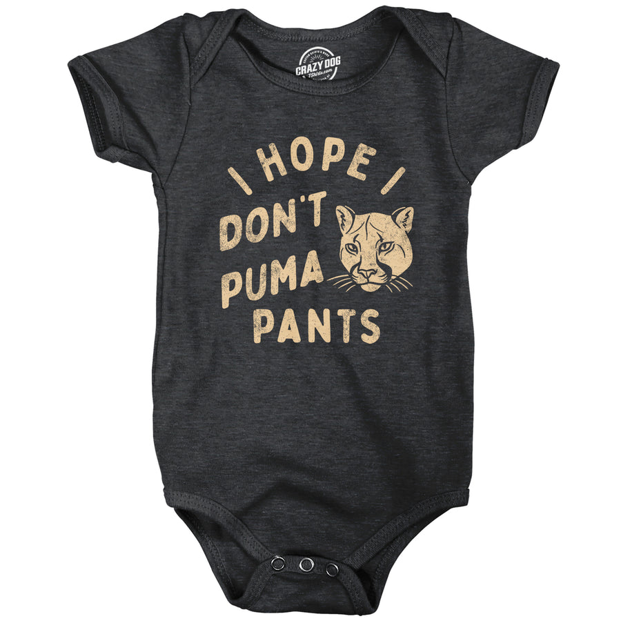 I Hope I Dont Puma Pants Baby Bodysuit Funny Cougar Pooping Joke Jumper For Infants Image 1