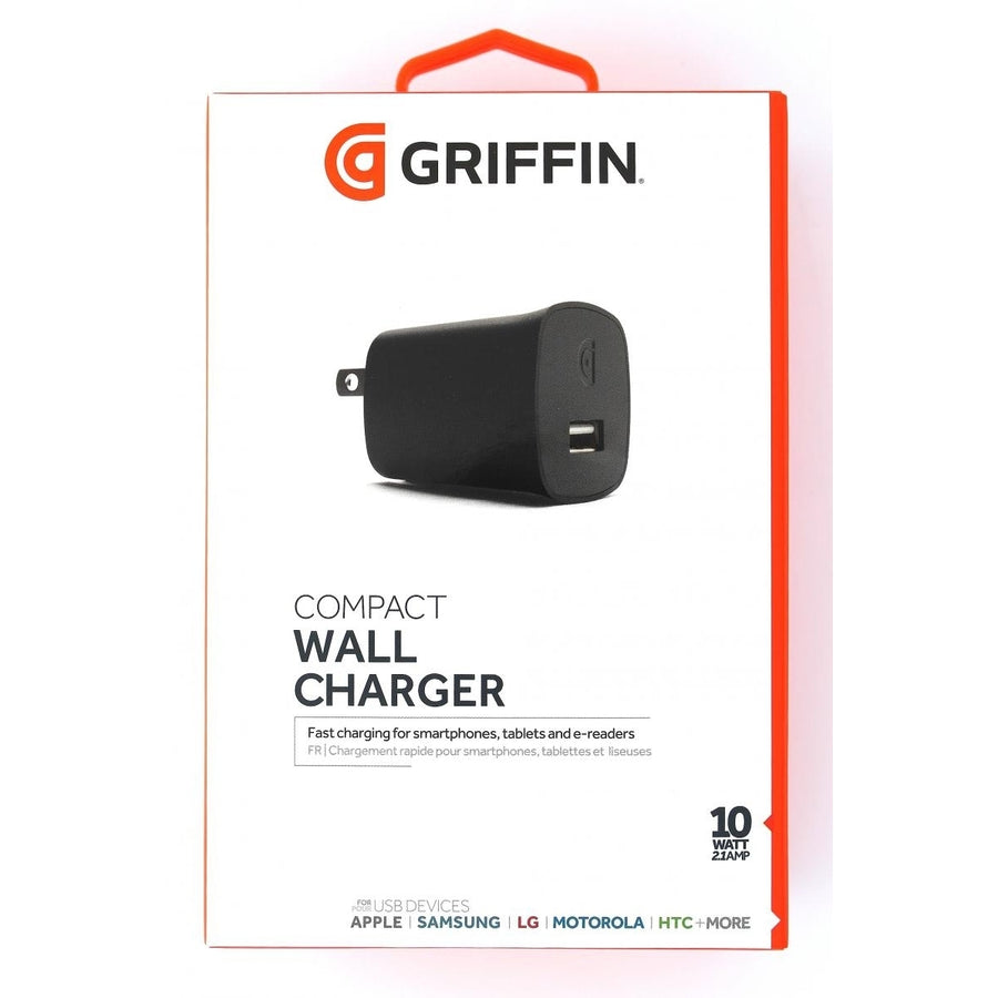 Griffin 10W USB Wall Charger for iPad Tablets or Smartphones - Black Image 1