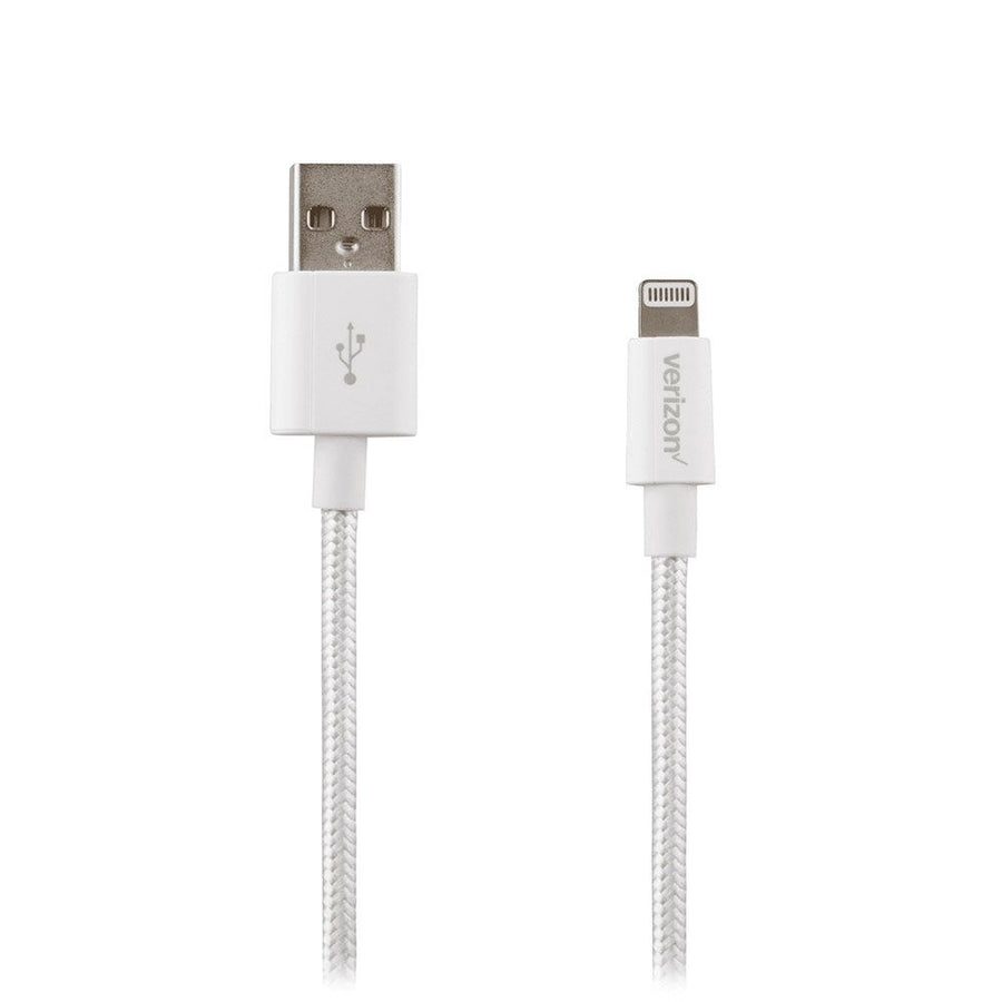 Verizon Braided 4 Ft Lightning Charge and Sync Cable - White - CABLGHTWHT-M (Refurbished) Image 1
