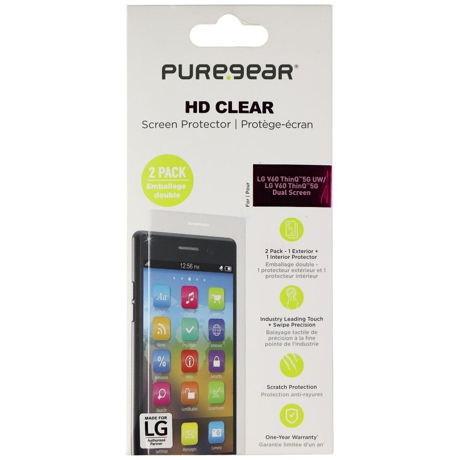 PureGear HD Clear Screen Protector for LG V60 ThinQ 5G UW / 5G Dual Screen Image 1